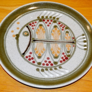 Vintage wall plate KMK ceramic beige/brown WGK 50s retro mid century shabby chic country style