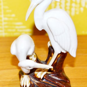 Vintage Porcelain Crane Figurine 70s Retro Mid Century Seventies Shabby Chic VGK VGP Kitsch Shabby Chic Country Style