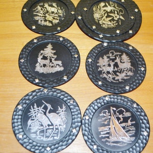 Vintage Coaster Plastic Black 50s Retro Mid Fifties Shabby Chic Rockabilly