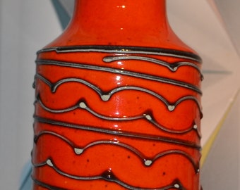 Vintage ceramic vase 1008 70s orange 20 cm