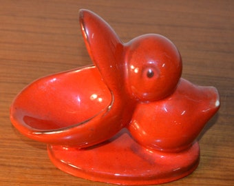 Vintage Figur  Pelikan  Rot  von Goebel   Nussspender   Keramik 70er Jahre   Retro Seventies Mid Century Shabby Chic Landhausstil