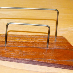 Vintage pen & note holder teak wood 60s retro design mid century shabby chic country style Danish design