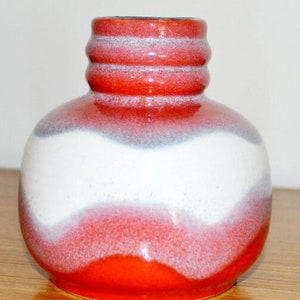 Vintage Ceramic Vase Red/White 70s WGK WGP Retro Mid Century Shabby Chic Country Style Space Age