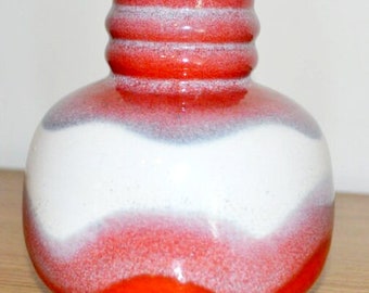 Vintage ceramic vase, red/white, 1970s, WGK WGP, retro, mid-century, shabby chic, country style, space age