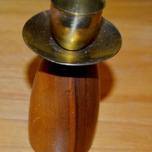 Vintage candlestick teak wood 60s retro mid century shabby chic country style Danish design teak wood