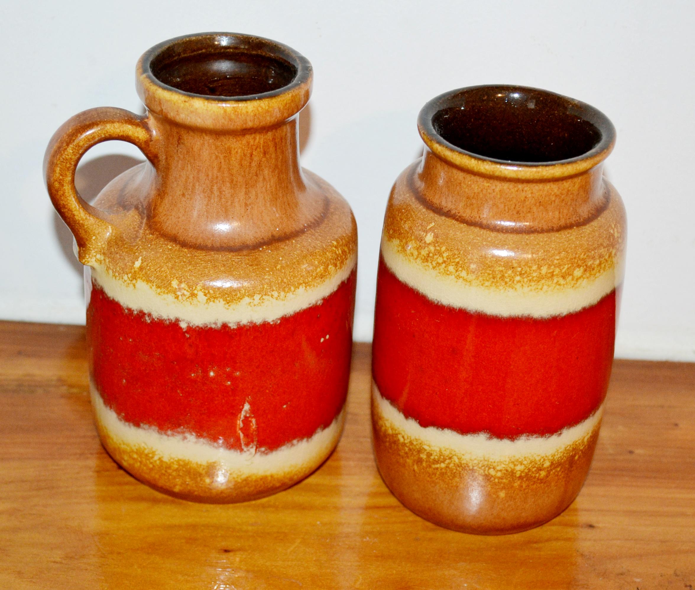 Scheurich製ヴィンテージ陶器花瓶 モデル237/15 ブラウン/レッド 70