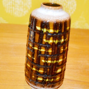 Vintage Ceramic Vase 70s Brown / Beige Space Age Retro Mid Century Seventies WGK