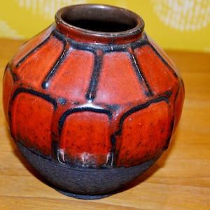 Vintage Ceramic Vase Red/Brown Retro Seventies Mid Century Space Age 70s WGK Shabby Chic Country Style
