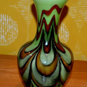 Vintage Vase 70s Green Space Age Design Retro Mid Century Shabby Chic Country Style Opaline