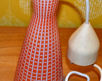 Lámpara colgante de cristal vintage Peill & Putzler, años 50, roja/blanca, Diabolo, lámpara colgante Aloys Gangkofner, estilo retro de mediados de siglo, era espacial.