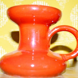 True Vintage Ceramic Candlestick 70s Orange Retro Mid Century Seventies Space Age
