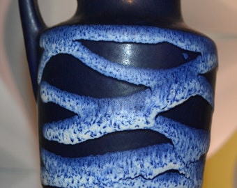 Vintage blue ceramic vase, 1970s Space Age design