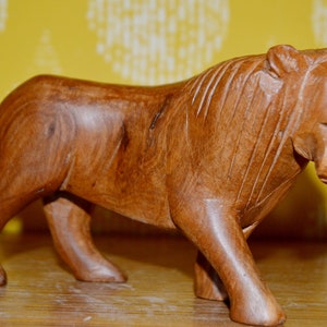 Vintage wooden figure lion 60s retro mid century shabby chic country style decoration lion wood Danish design