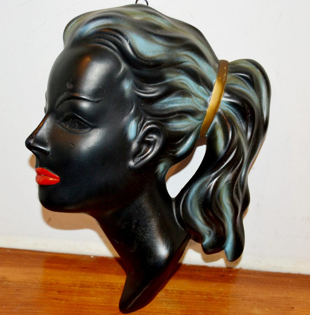 ドイツ　Cortendorf社WallMask　壁飾り ヴィンテージアンティーク Vintage Ceramic Wall Mask by Cortendorf, Black/blue, 1950s, Mid