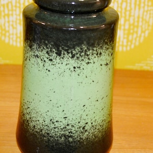 Vintage ceramic vase by Scheurich Green 70s Seventies Retro Mid Century Space Age Op Art WGK WGP