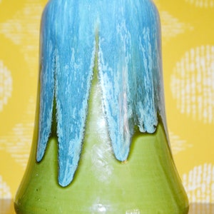 Vintage Ceramic Vase Blue/Green 70s Fat Lava Retro Mid Century Shabby Chic Country Style