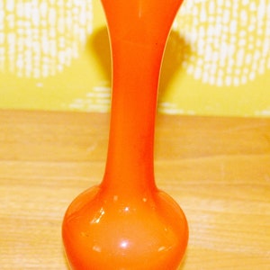 Vintage Glass Vase Orange 70s Mid Century Retro Space Age Shabby Chic Country Style
