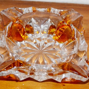 Vintage 70s Glass Ashtray Orange 70s Ashtray Mid Century Seventies Country Style Shabby Chic