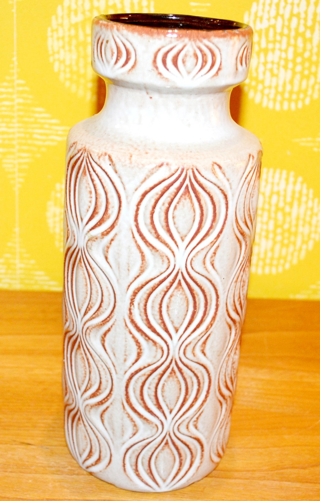 Beautiful Large Vintage Ceramic Vase 70s Beige Retro Mid Etsy