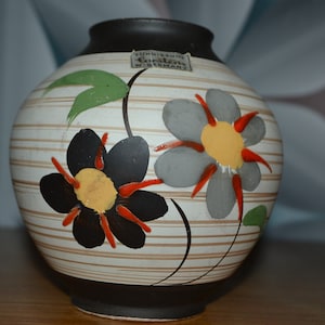 Beautiful vintage ceramic vase from the 50s by Carstens Keramik Hand-painted Retro Mid Century Shabby Chic Country Style