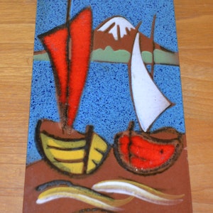 Vintage wall picture sailing ships from the 50s Retro Mid Century Shabby Chic country house style West Germany Fifties