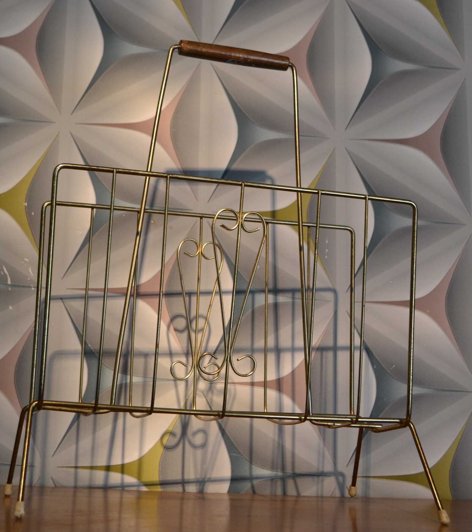 Vintage Newspaper Stand Brass With Handle 50 Years Rockabilly Etsy