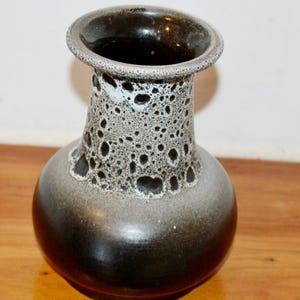 Vintage ceramic vase by BAY gray/black model 7015 Fat Lava from the 70s Retro Mid Century Shabby Chic country house style