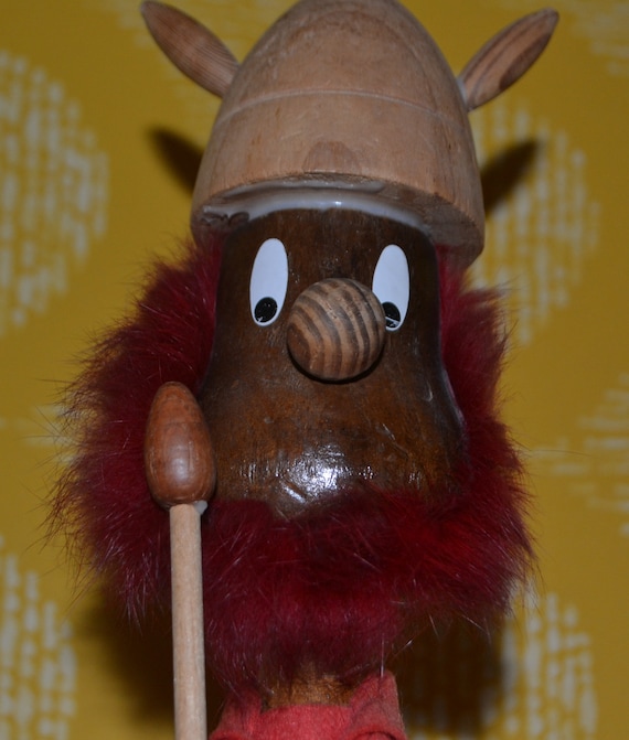 Vintage XXL Viking Figure 30 Cm Danish Design Teak Wood 1960s