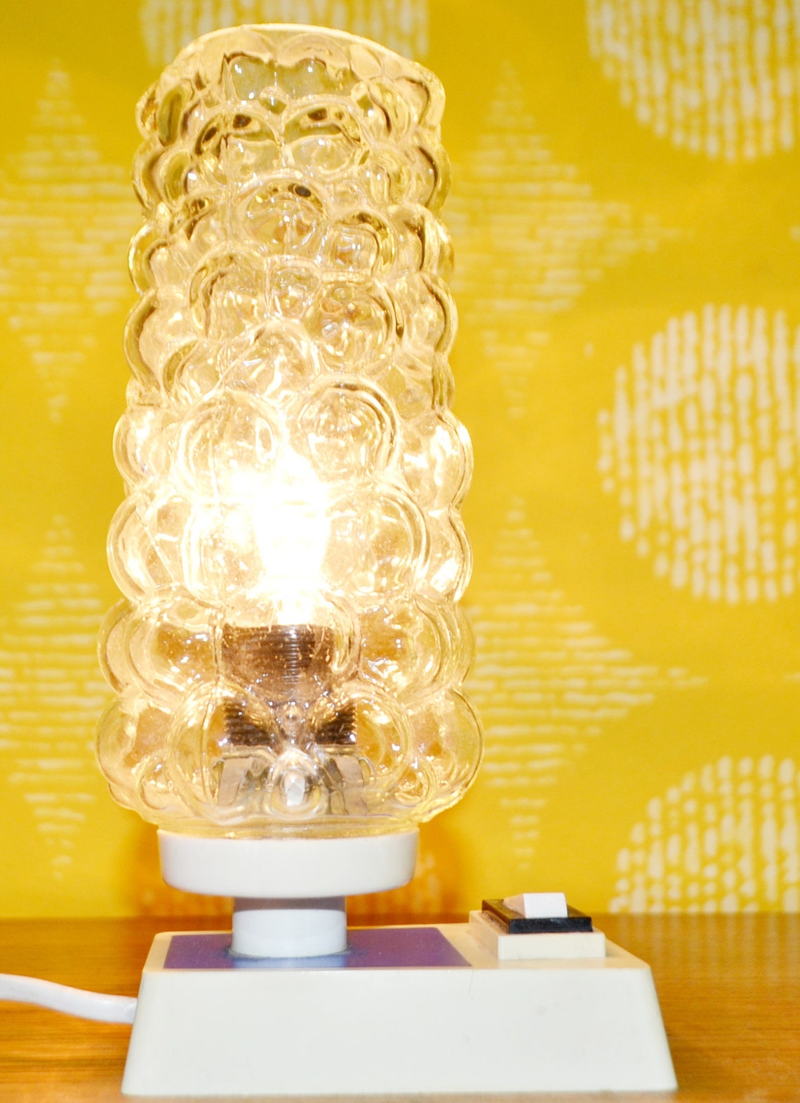 Vintage  Tisch  Lampe /Leuchte  Weiß/Blau    70er Jahre  Seventies  Retro  Mid Century  Space Age Lamb  Lamp  Shabby Chic  Landhausstil, foto 3 di 3