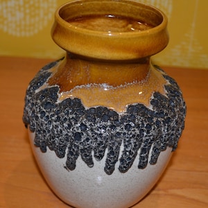 Vintage ceramic vase by BAY beige/brown 70s WGK WGP retro mid century shabby chic country house style space age