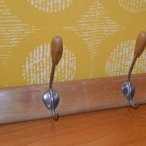 50s Vintage Hook Rail / Wardrobe Beige / Brown Retro Mid Century Rockabilly Fifties