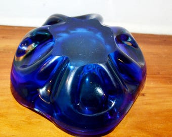 ヴィンテージガラス灰皿 ブルー ミッドセンチュリー レトロ スペース