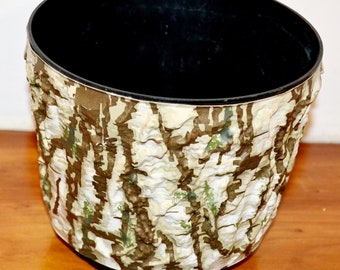 Vintage Flowerpot Plastic Plant Pot Beige / Brown 60s Rockabilly Retro Mid Century Shabby Chic Country Style