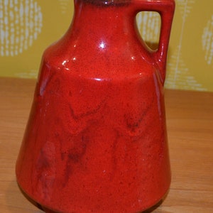 Vintage Ceramic Vase Red Retro Seventies Mid Century Space Age 70s WGK Shabby Chic Country Style