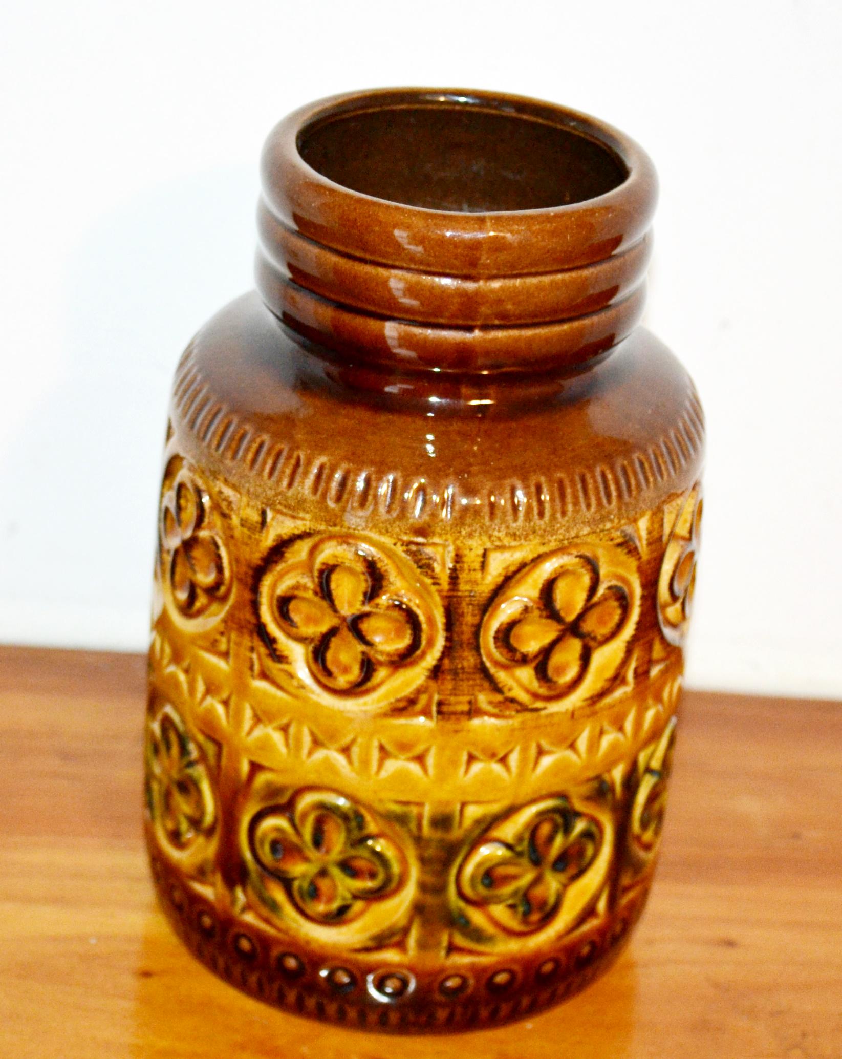 BAYモデル239/18のヴィンテージセラミック花瓶、ブラウン/ベージュ、70