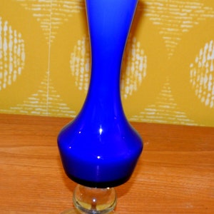 Vintage Glass Vase Blue 70s Retro Mid Century Space Age Shabby Chic Country Style