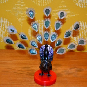 Vintage decorative figure 60s peacock metal / plastic retro mid century shabby chic country style