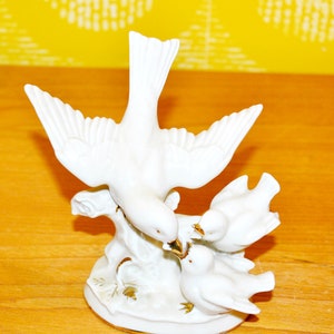 Vintage Porcelain Figurine Birds White 70s Mid Century Retro Seventies WGK Shabby Chic Country Style