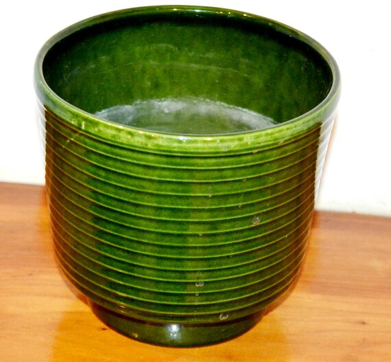 Vintage Keramik Blumentopf Planter Grün Ø15cm Retro Mid Century Space Age 70er Jahre WGK Shabby Chic Landhausstil