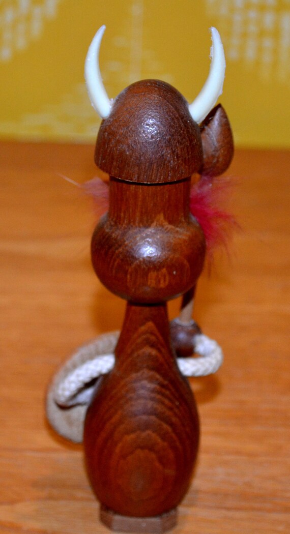 Vintage Danish Design Viking Figurine, Wooden, 1960s Design