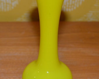 Vintage Vase 70s Yellow Space Age Design Retro Mid Century Shabby Chic Country Style Opaline