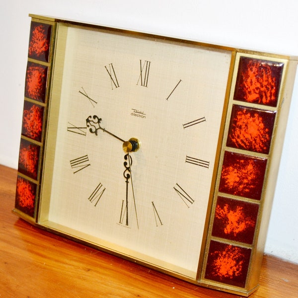 Vintage kitchen clock by Diehl Dilectron metal ceramic 70s retro mid century space age seventies clock country house style shabby chic