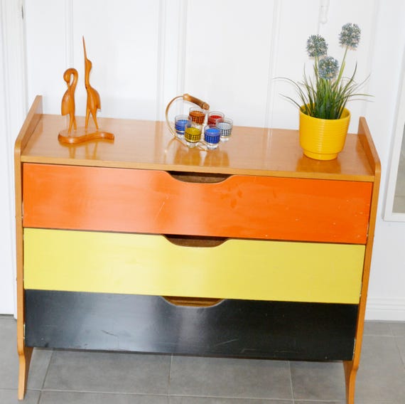 Vintage Schuhschrank von Ilse Möbel bunt 50er Jahre Retro Fifties Mid Century Rockabilly Fifties Shabby Chic Landhausstil