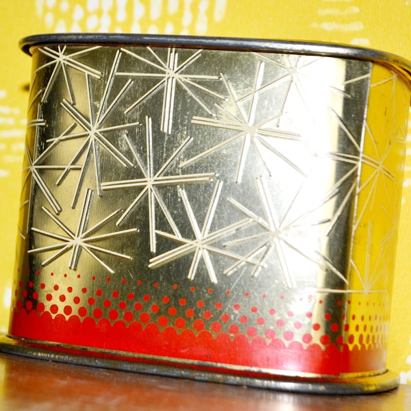 Vintage Tin Can 50s Yellow Retro Mid Century Shabby Chic Made in England