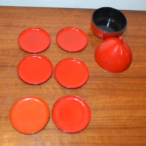 Vintage Coaster Red Plastic 70s WGK WGP Retro Design Mid Century Space Age German Ceramic Shabby Chic