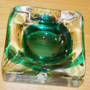 Vintage Glass Ashtray Green Ashtray Mid Century Retro Space Age Shabby Chic Country Style