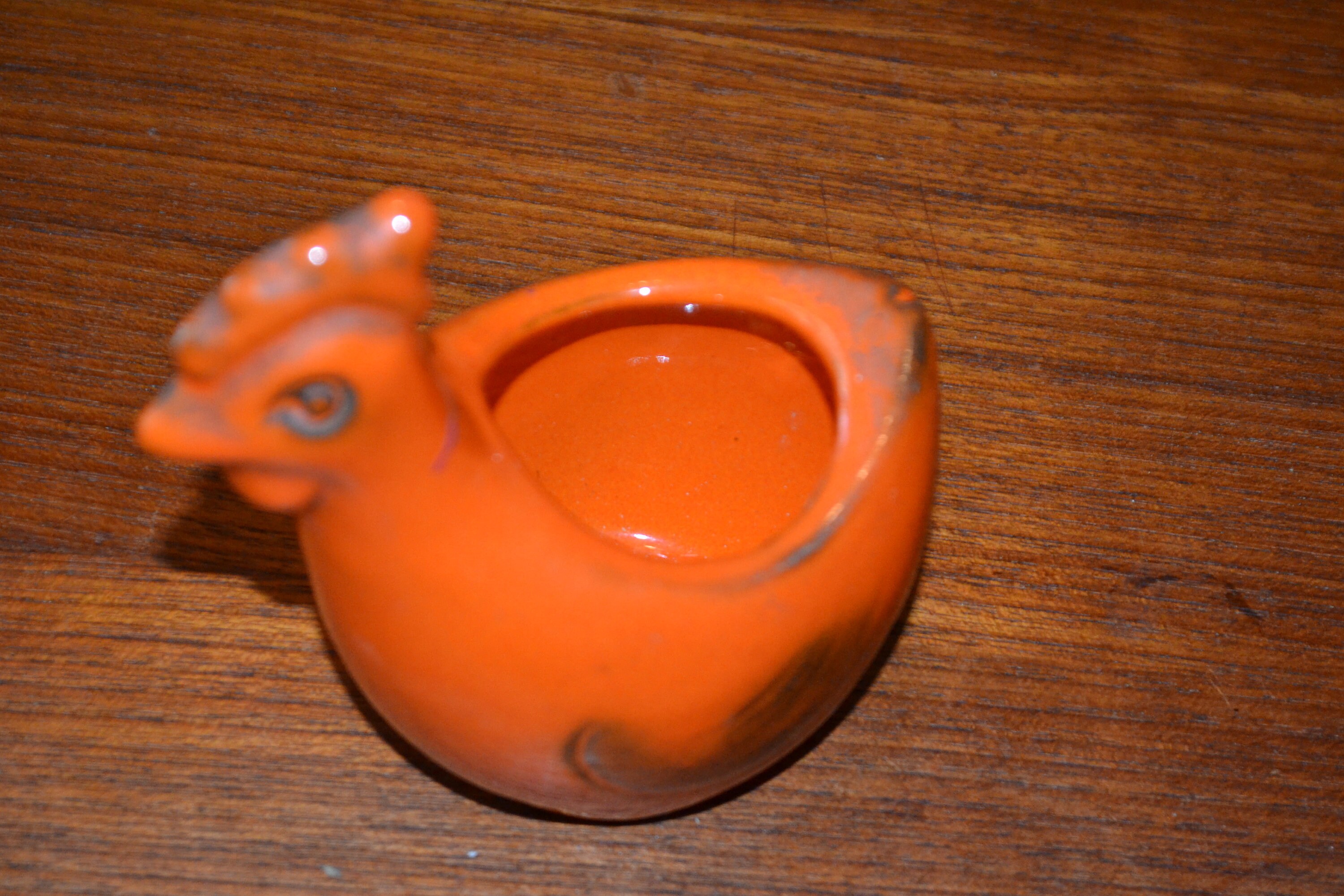 Vintage Plant Pot /ashtray Ashtray Chicken Ceramic Orange 70s Etsy