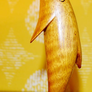 Vintage wooden dolphin figure made of teak wood, Danish design from the 1960s, Mid Century Modernist Retro, Made in Denmark