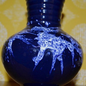 Vintage vase blue made of ceramic 70s Space Age design