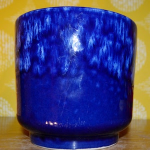 Vintage Ceramic Flower Pot Blue/White Retro Mid Century Shabby Chic Plant Pot